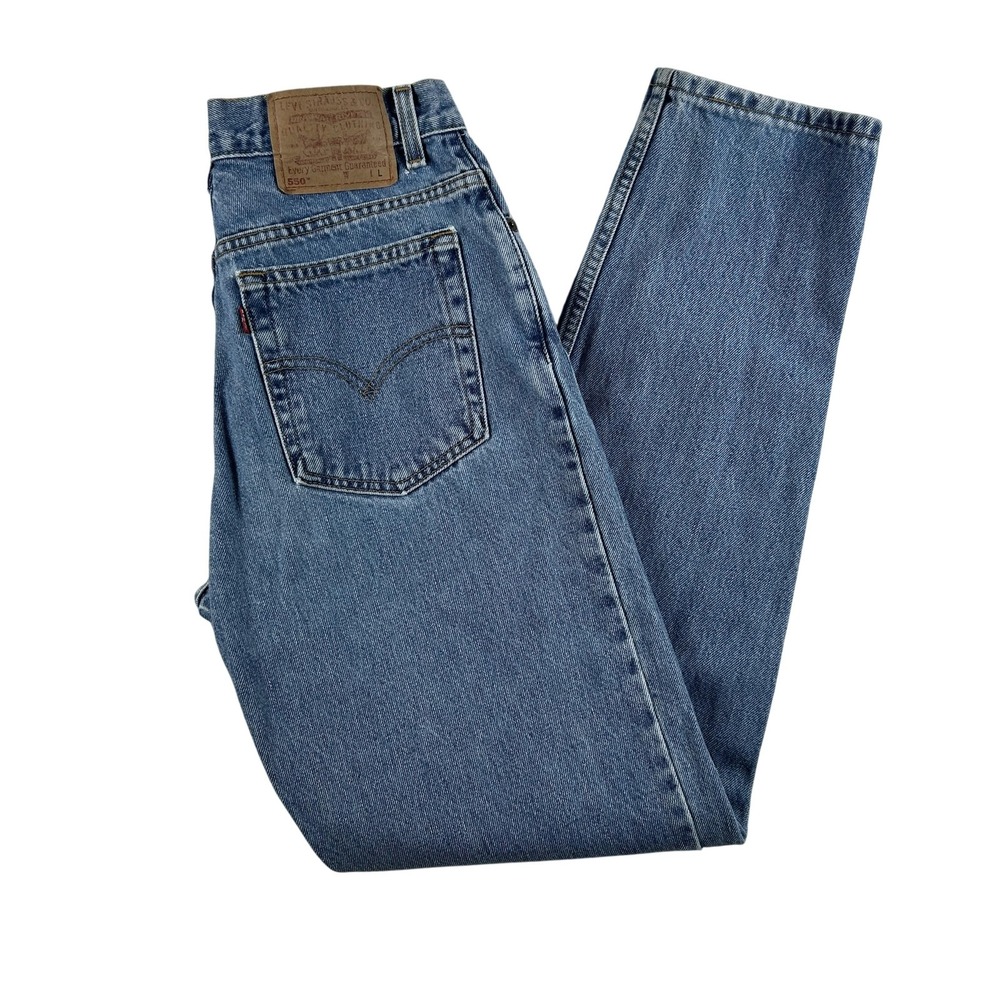 Vintage Levis 550 Jeans Womens 11 Long Blue Denim Relaxed Fit Tapered‎ Leg Y2K